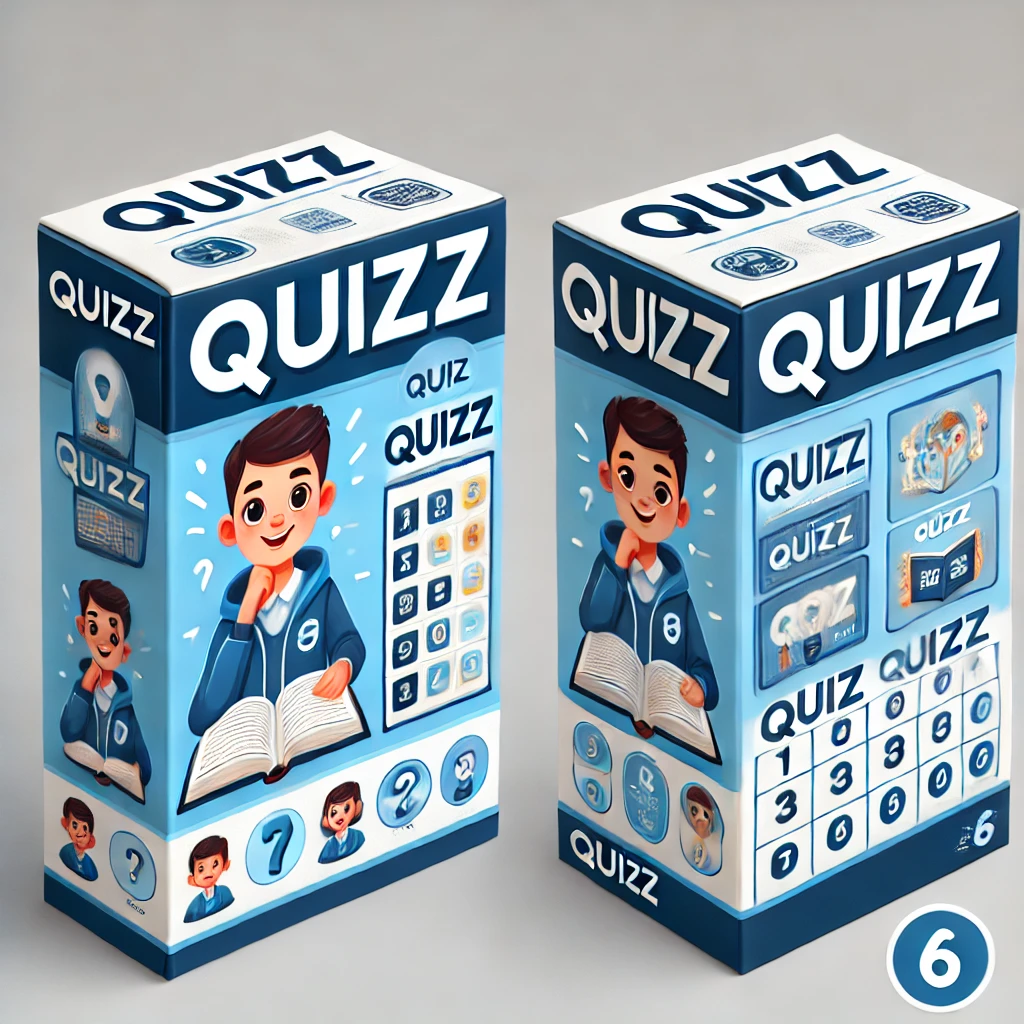 DALL·E 2024-07-29 22.46.59 - Packaging design for a children's quiz book in the style of a three-dimensional box with the top part in white and the bottom part in blue. The design